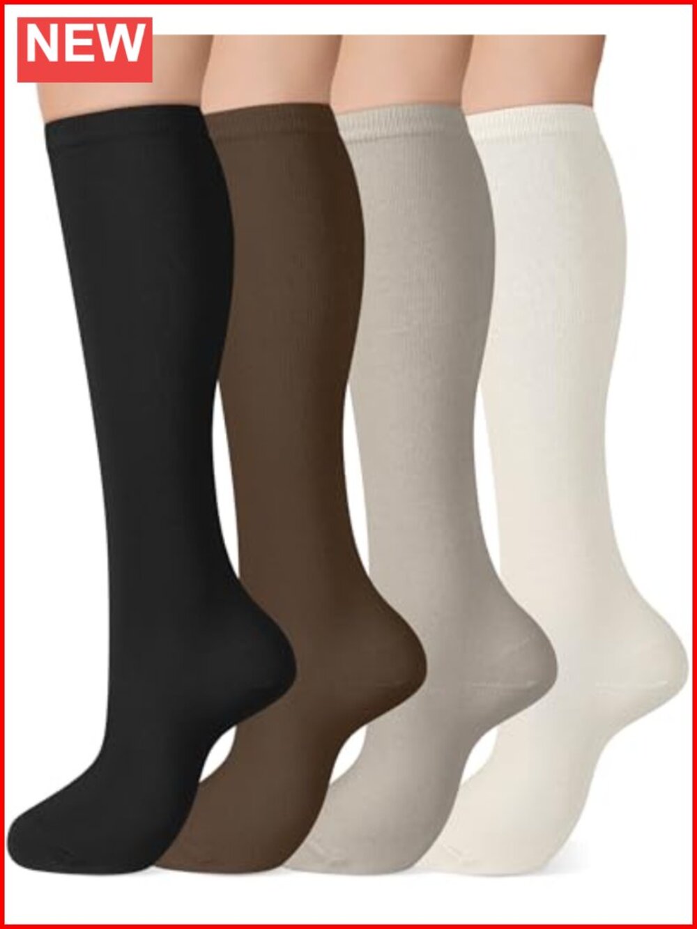 Knee High Socks for Women 4 Pairs Cotton Long Dress Socks